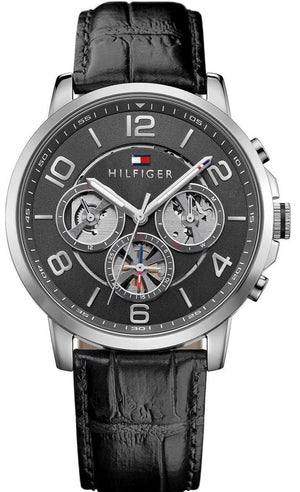 Tommy Hilfiger Keagan Quartz Grey Dial Black Leather Strap Watch for Men - 1791289 Buy Now By Tommy Hilfiger