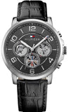 Tommy Hilfiger Keagan Quartz Grey Dial Black Leather Strap Watch for Men - 1791289 Buy Now By Tommy Hilfiger