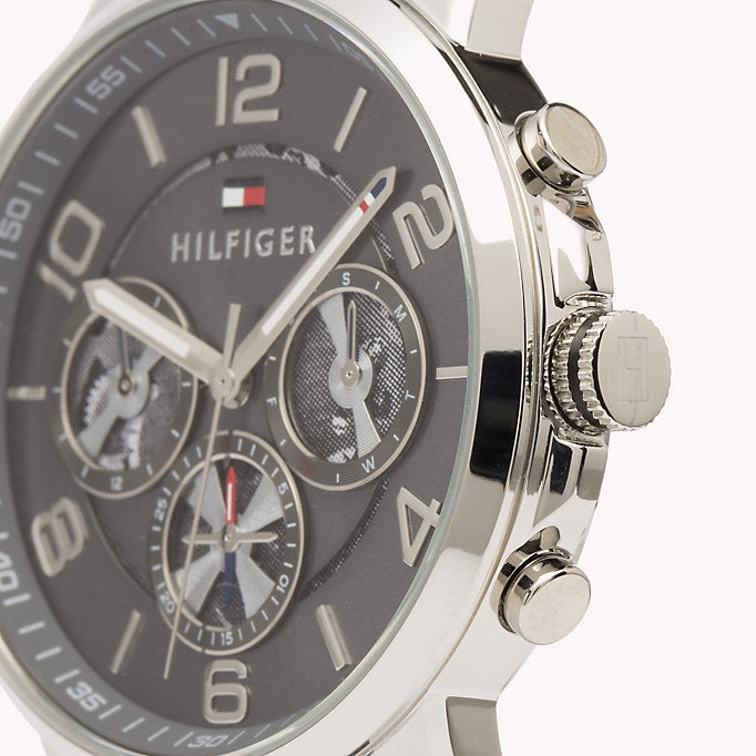 Tommy Hilfiger Keagan Quartz Grey Dial Black Leather Strap Watch for Men - 1791289 Buy Now By Tommy Hilfiger