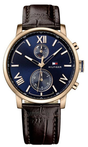 Tommy Hilfiger Aiden Quartz Blue Dial Brown Leather Strap Watch for Men - 1791308 Buy Now By Tommy Hilfiger