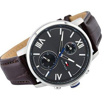 Tommy Hilfiger Aiden Quartz Black Dial Brown Leather Strap Watch for Men - 1791309 Buy Now By Tommy Hilfiger