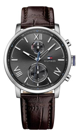 Tommy Hilfiger Aiden Quartz Black Dial Brown Leather Strap Watch for Men - 1791309 Buy Now By Tommy Hilfiger