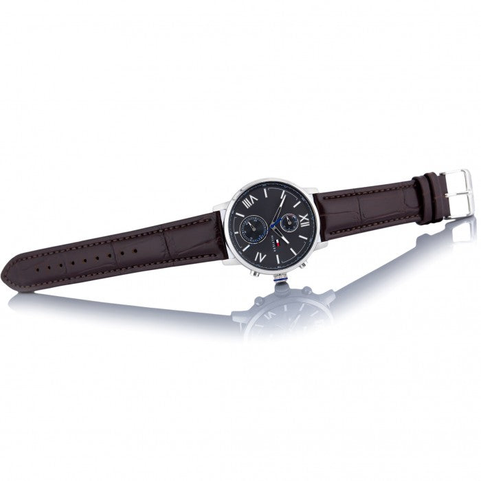 Tommy Hilfiger Aiden Quartz Black Dial Brown Leather Strap Watch for Men - 1791309 Buy Now By Tommy Hilfiger