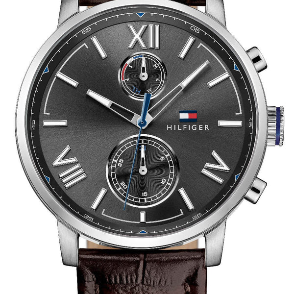 Tommy Hilfiger Aiden Quartz Black Dial Brown Leather Strap Watch for Men - 1791309 Buy Now By Tommy Hilfiger