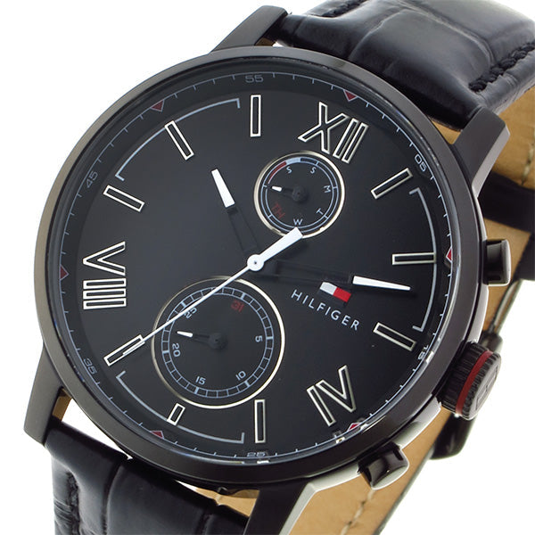 Tommy Hilfiger Aden Chronograph Black Dial Black Leather Strap Watch for Men - 1791310 Buy Now By Tommy Hilfiger