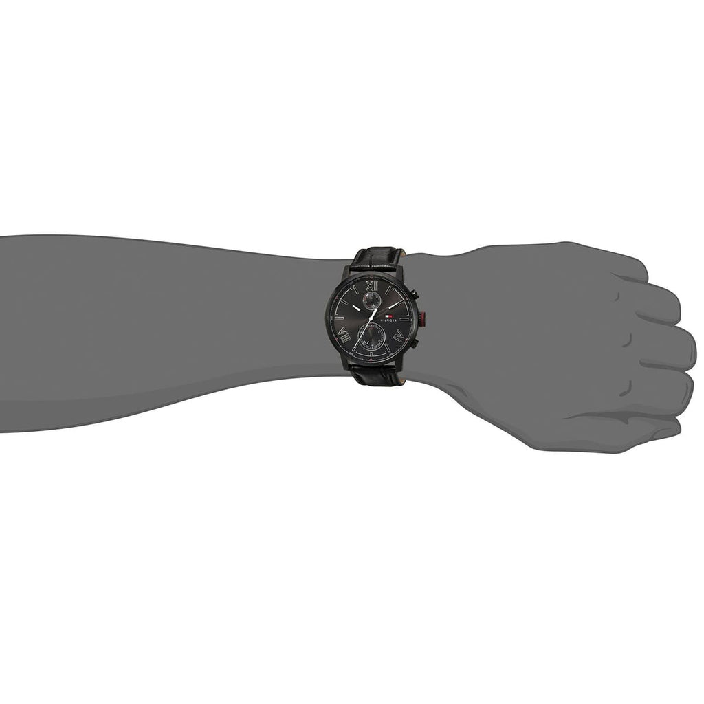 Tommy Hilfiger Aden Chronograph Black Dial Black Leather Strap Watch for Men - 1791310 Buy Now By Tommy Hilfiger