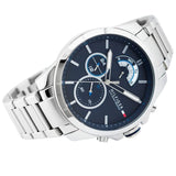 Tommy Hilfiger Decker Quartz Blue Dial Silver Steel Strap Watch for Men - 1791348 Buy Now By Tommy Hilfiger