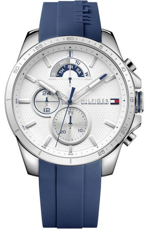 Tommy Hilfiger Decker Quartz White Dial Blue Rubber Strap Watch for Men - 1791349 Buy Now By Tommy Hilfiger