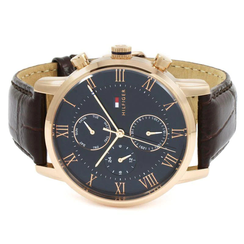 Tommy Hilfiger Kane Chronograph Blue Dial Brown Leather Strap Watch for Men - 1791399 Buy Now By Tommy Hilfiger