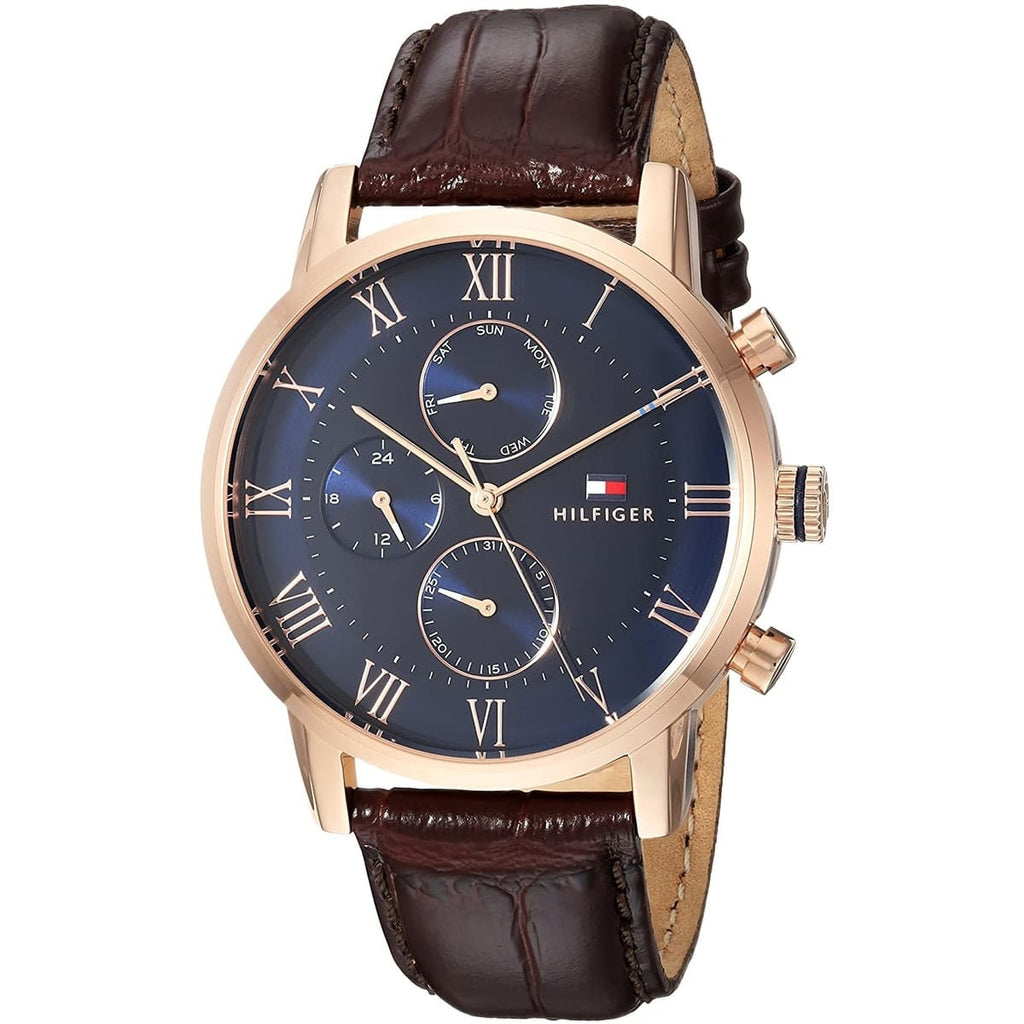 Tommy Hilfiger Kane Chronograph Blue Dial Brown Leather Strap Watch for Men - 1791399 Buy Now By Tommy Hilfiger
