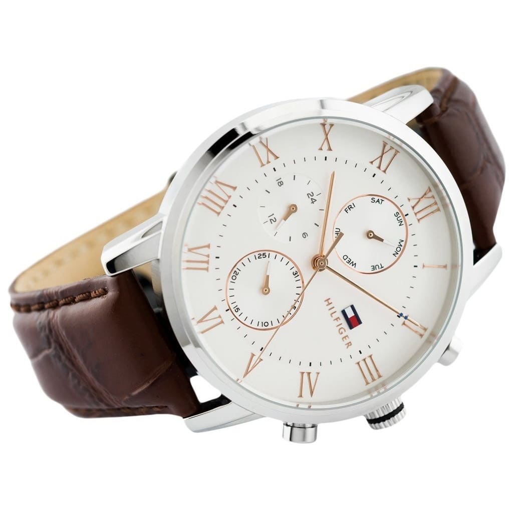Tommy Hilfiger Kane Chronograph White Dial Brown Leather Strap Watch for Men - 1791400 Buy Now By Tommy Hilfiger