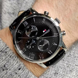 Tommy Hilfiger Kane Quartz Black Dial Black Leather Strap Watch for Men - 1791401 Buy Now By Tommy Hilfiger