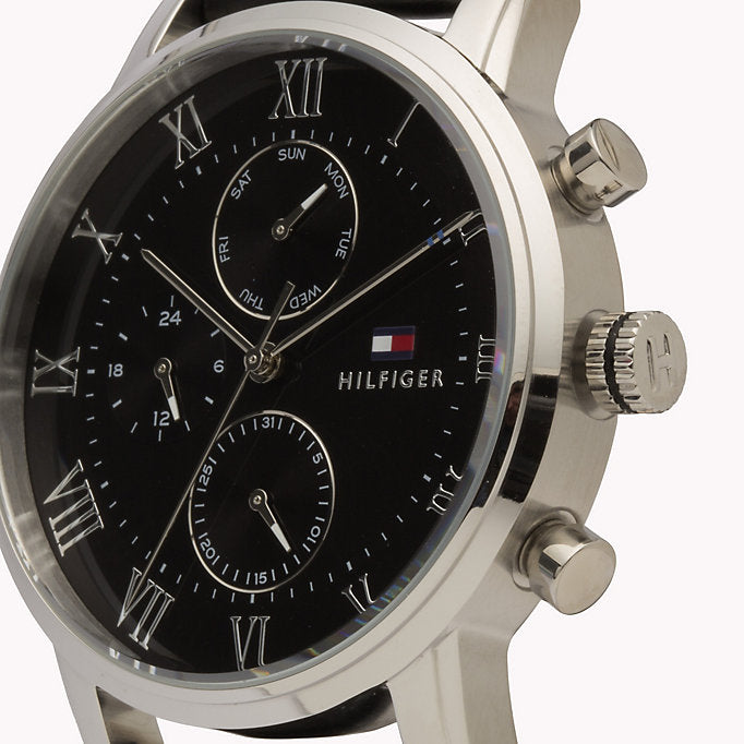 Tommy Hilfiger Kane Quartz Black Dial Black Leather Strap Watch for Men - 1791401 Buy Now By Tommy Hilfiger