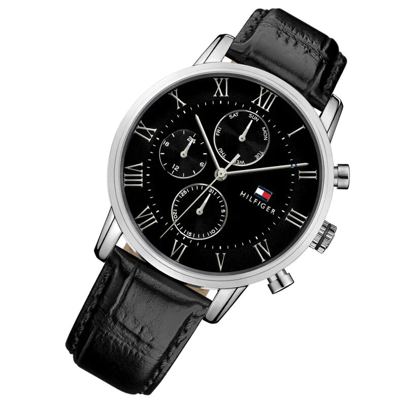 Tommy Hilfiger Kane Quartz Black Dial Black Leather Strap Watch for Men - 1791401 Buy Now By Tommy Hilfiger