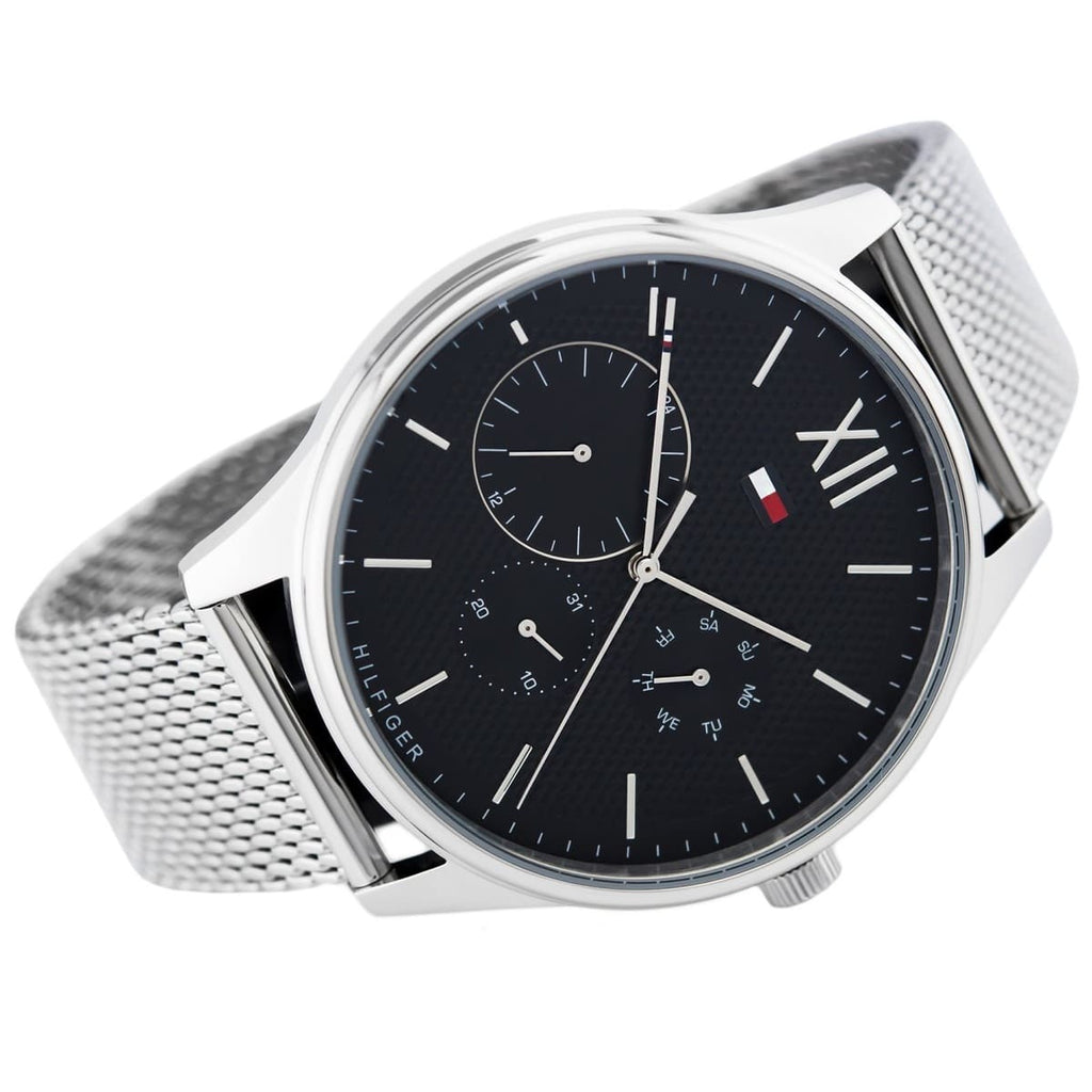 Tommy Hilfiger Damon Quartz Chronograph Black Dial Silver Mesh Bracelet Watch for Men - 1791415 Buy Now By Tommy Hilfiger