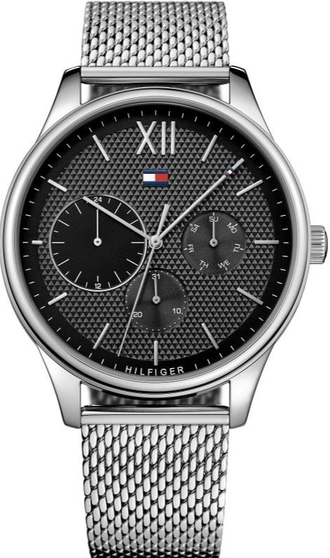 Tommy Hilfiger Damon Quartz Chronograph Black Dial Silver Mesh Bracelet Watch for Men - 1791415 Buy Now By Tommy Hilfiger