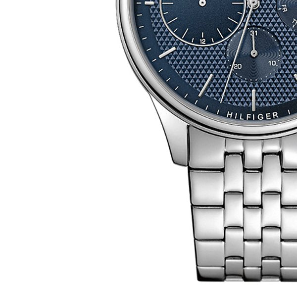 Tommy Hilfiger Damon Chronograph Blue Dial Silver Steel Strap Watch for Men - 1791416 Buy Now By Tommy Hilfiger