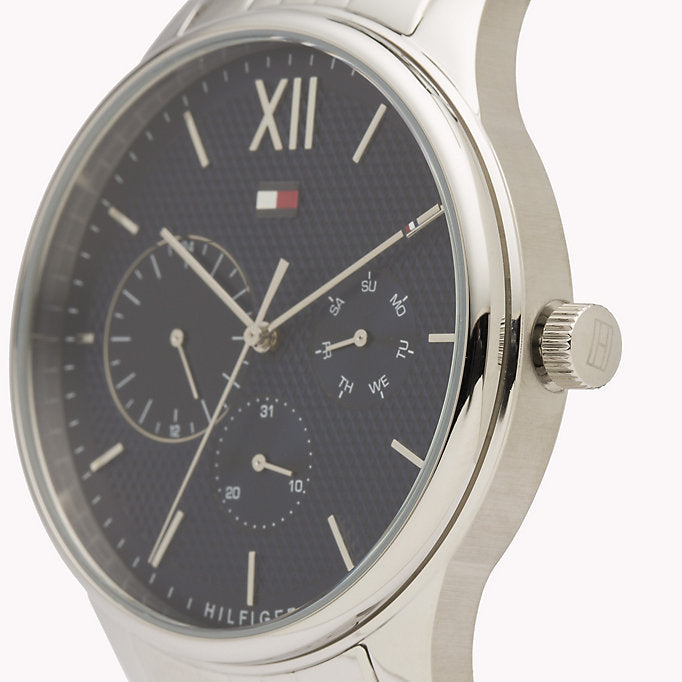 Tommy Hilfiger Damon Chronograph Blue Dial Silver Steel Strap Watch for Men - 1791416 Buy Now By Tommy Hilfiger