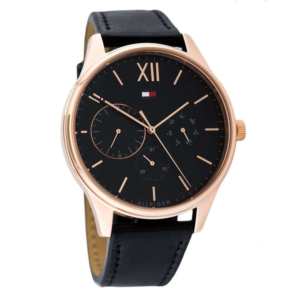 Tommy Hilfiger Damon Quartz Black Dial Black Leather Strap Watch for Men - 1791419 Buy Now By Tommy Hilfiger