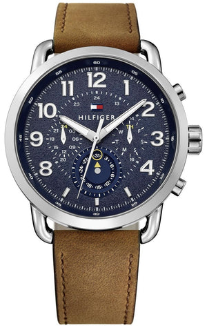 Tommy Hilfiger Briggs Chronograph Blue Dial Brown Leather Strap Watch for Men - 1791424 Buy Now By Tommy Hilfiger