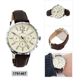 Tommy Hilfiger Gavin Chronograph White Dial Brown Leather Strap Watch for Men - 1791467