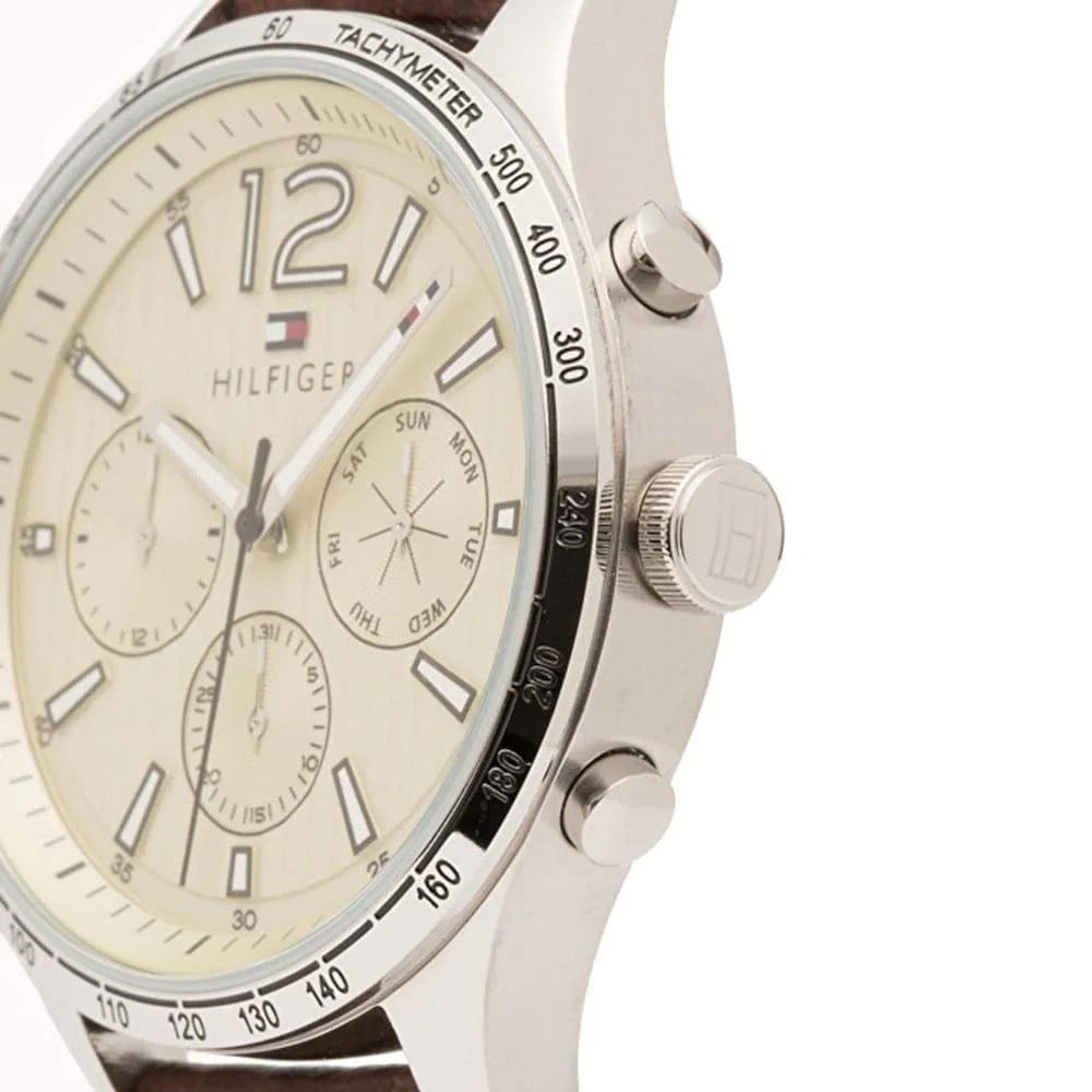 Tommy Hilfiger Gavin Chronograph White Dial Brown Leather Strap Watch for Men - 1791467 Buy Now By Tommy Hilfiger