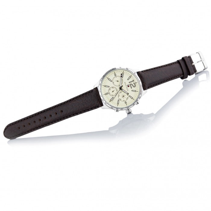 Tommy Hilfiger Gavin Chronograph White Dial Brown Leather Strap Watch for Men - 1791467 Buy Now By Tommy Hilfiger