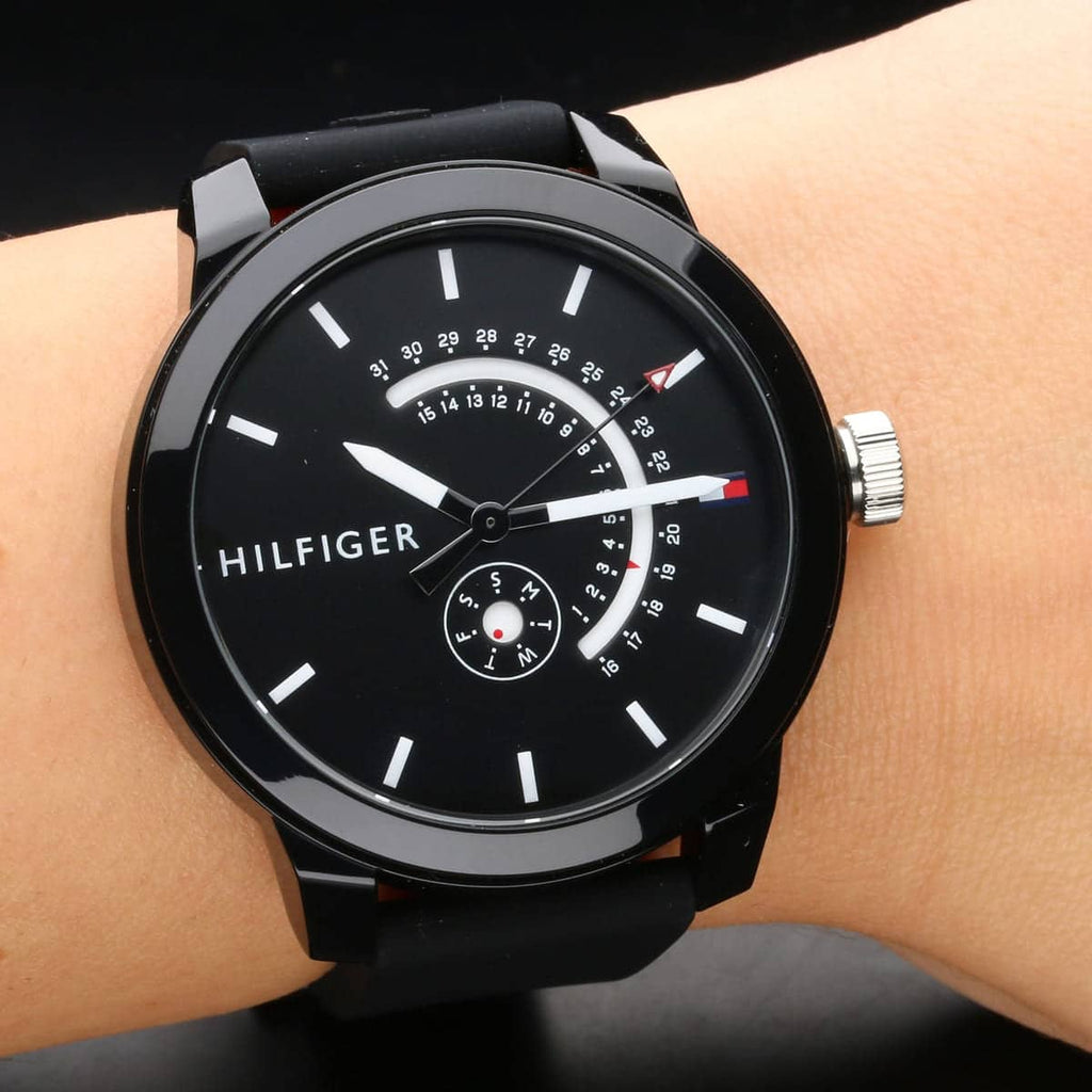Tommy Hilfiger Denim Quartz Black Dial Black Rubber Strap Watch for Men - 1791483 Buy Now By Tommy Hilfiger