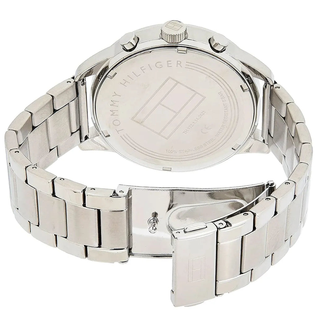 Tommy Hilfiger Chase Quartz Black Dial Silver Steel Strap Watch For Men - 1791485 Buy Now By Tommy Hilfiger