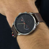 Tommy Hilfiger Chase Chronograph Grey Dial Brown Leather Strap Watch For Men - 1791487 Buy Now By Tommy Hilfiger