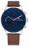 Tommy Hilfiger Chase Chronograph Grey Dial Brown Leather Strap Watch For Men - 1791487 Buy Now By Tommy Hilfiger