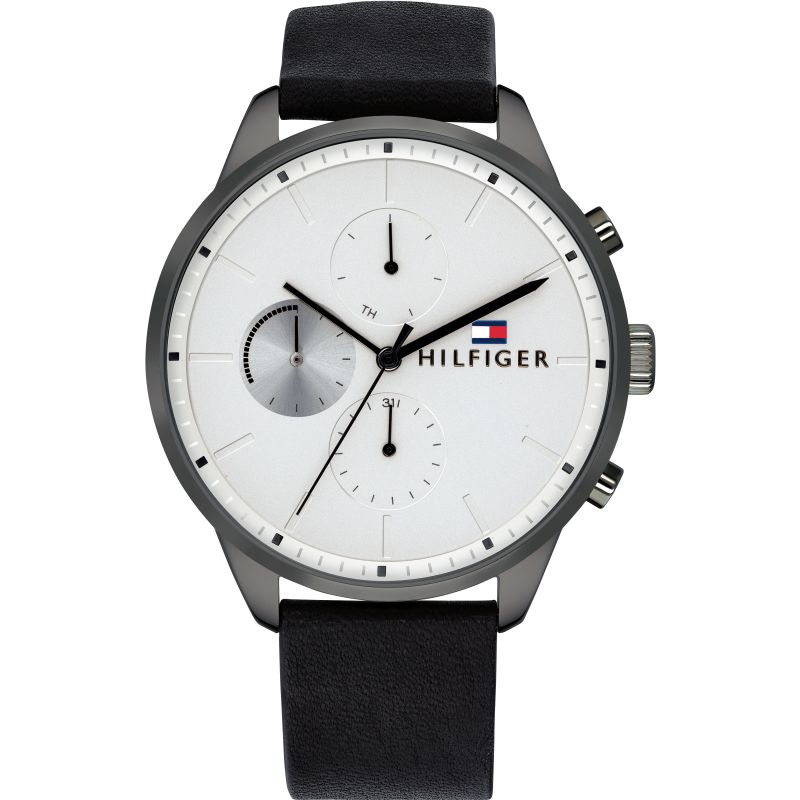Tommy Hilfiger Lexor Silver Dial Black Leather Strap Watch For Men - 1791489 Buy Now By Tommy Hilfiger