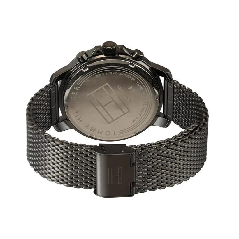 Tommy Hilfiger Deacon Multifunction Black Dial Black Mesh Bracelet Watch for Men - 1791546 Buy Now By Tommy Hilfiger