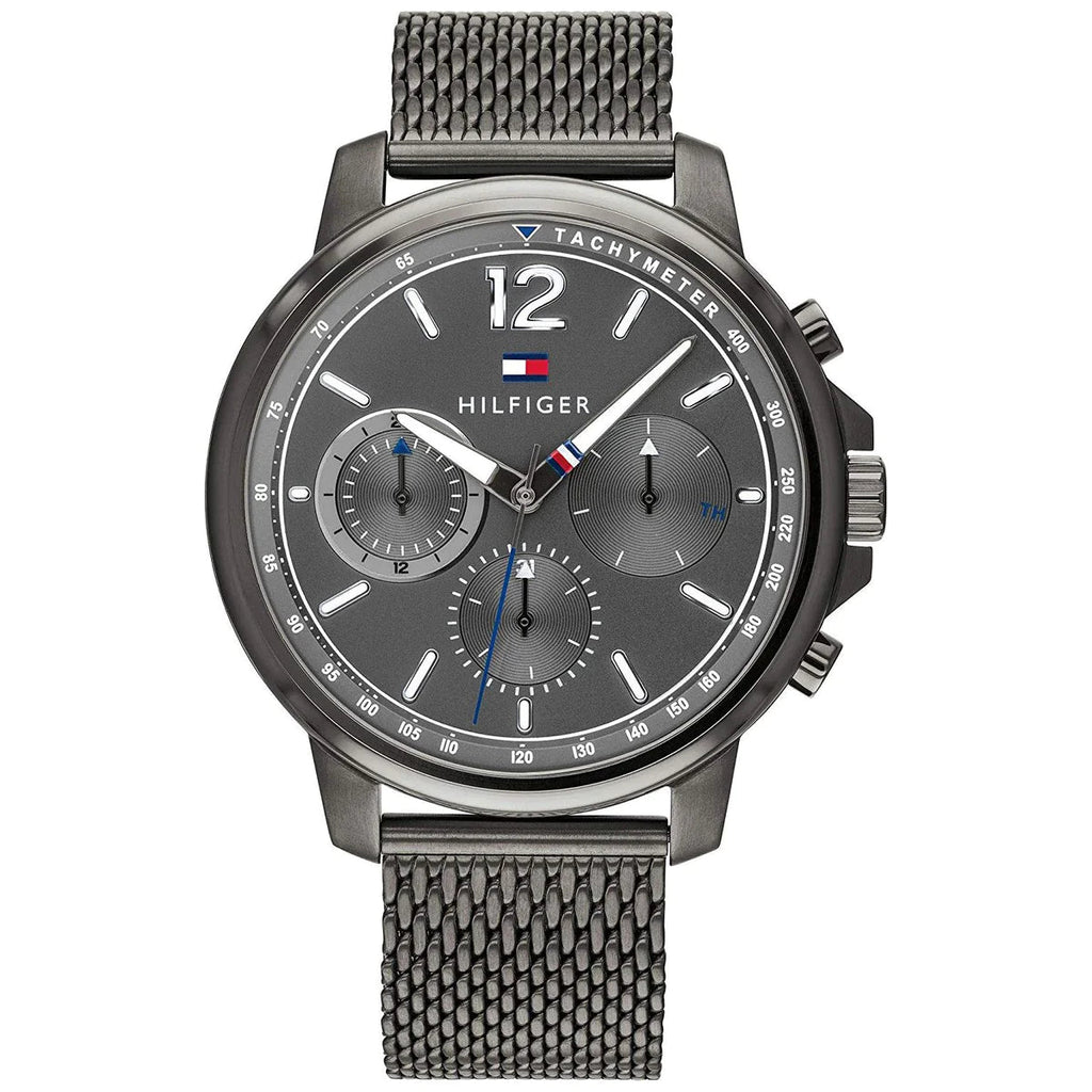 Tommy Hilfiger Deacon Multifunction Black Dial Black Mesh Bracelet Watch for Men - 1791546 Buy Now By Tommy Hilfiger