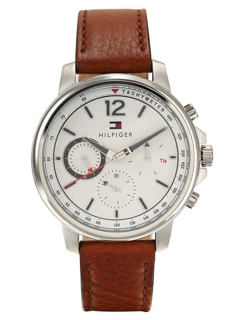 Tommy Hilfiger Landon Chronograph White Dial Brown Leather Strap Watch for Men - 1791531 Buy Now By Tommy Hilfiger