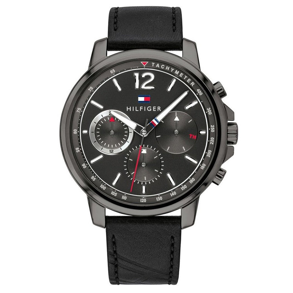 Tommy Hilfiger London Chronograph Grey Dial Black Leather Strap Watch for Men - 1791533 Buy Now By Tommy Hilfiger