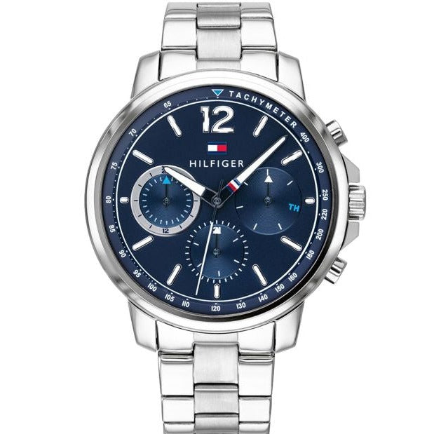 Tommy Hilfiger London Chronograph Quartz Blue Dial Silver Steel Strap Watch for Men - 1791534 Buy Now By Tommy Hilfiger