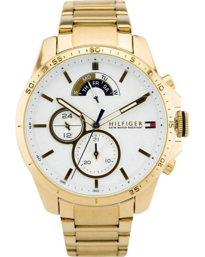 Tommy Hilfiger Iconic Quartz White Dial Gold Steel Strap Watch for Men - 1791538 Buy Now By Tommy Hilfiger