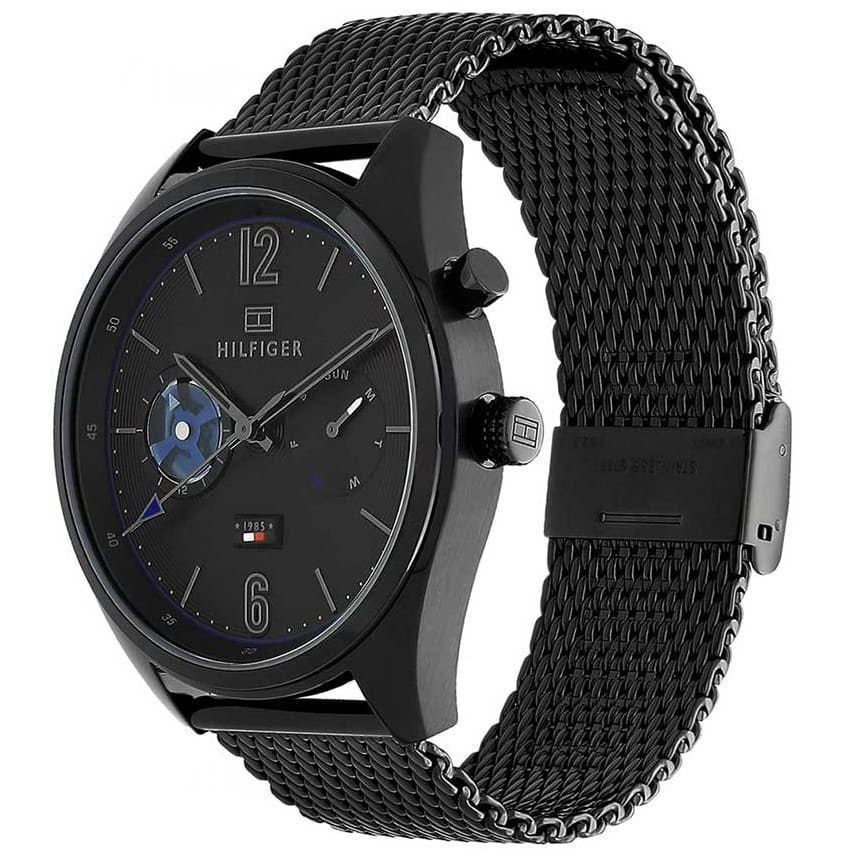Tommy Hilfiger Deacon Multifunction Black Dial Black Mesh Bracelet Watch for Men - 1791546 Buy Now By Tommy Hilfiger