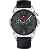 Tommy Hilfiger Deacan Grey Dial Black Leather Strap Watch for Men - 1791548 Buy Now By Tommy Hilfiger