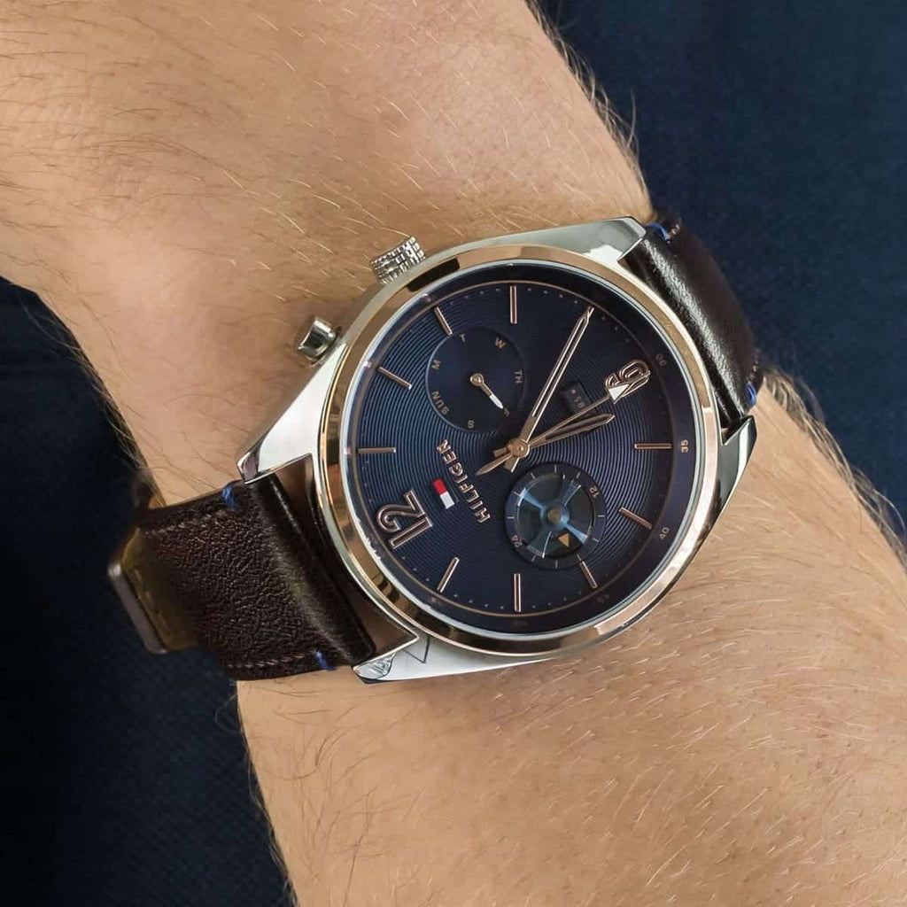 Tommy Hilfiger Deacan Blue Dial Brown Leather Strap Watch for Men - 1791549 Buy Now By Tommy Hilfiger