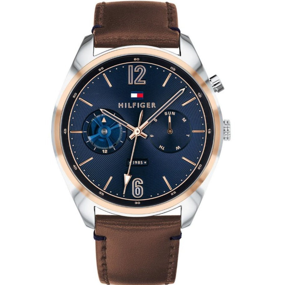 Tommy Hilfiger Deacan Blue Dial Brown Leather Strap Watch for Men - 1791549 Buy Now By Tommy Hilfiger