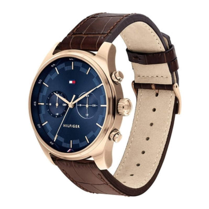 Tommy Hilfiger Deacan Blue Dial Brown Leather Strap Watch for Men - 1791549 Buy Now By Tommy Hilfiger