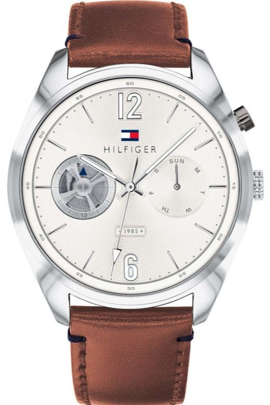 Tommy Hilfiger Deacon White Dial Brown Leather Strap Watch for Men - 1791550 Buy Now By Tommy Hilfiger