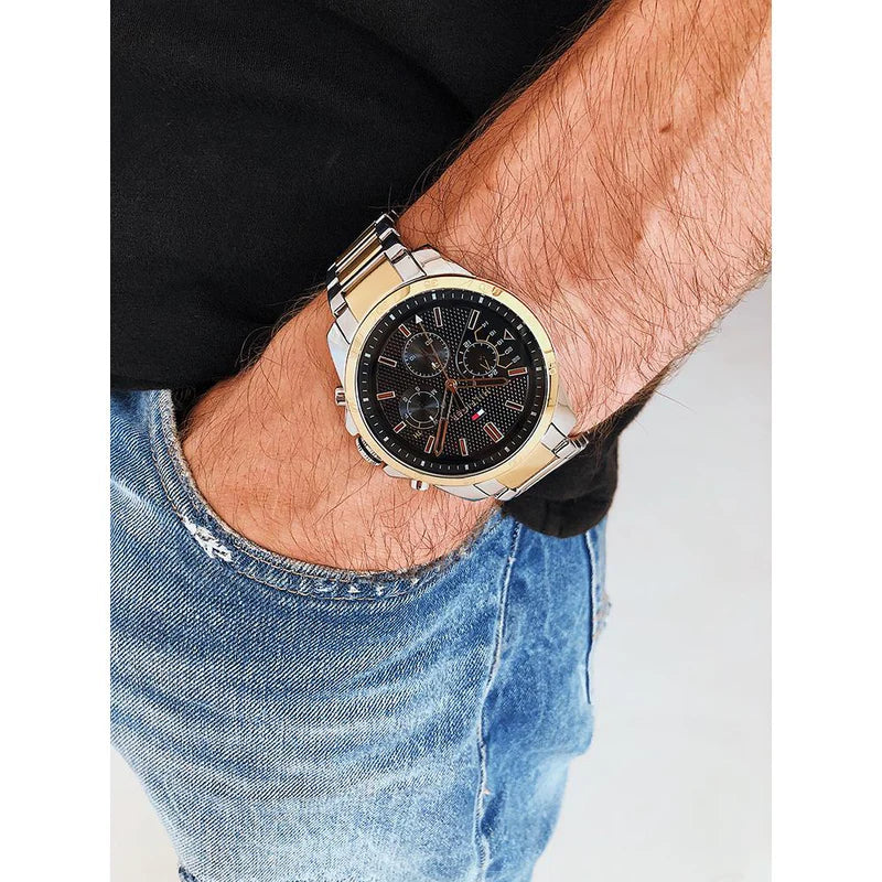 Tommy Hilfiger Analog Black Dial Two Tone Steel Strap Watch for Men - 1791539 Buy Now By Tommy Hilfiger