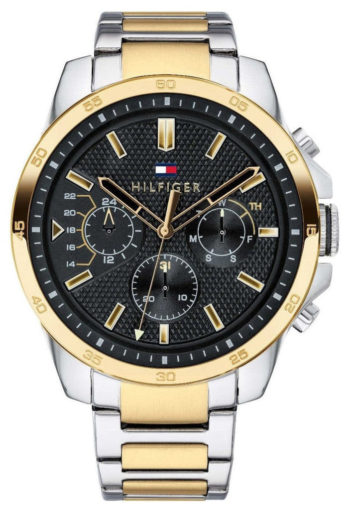 Tommy Hilfiger Decker Chronograph Black Dial Two Tone Steel Strap Watch for Men - 1791559 Buy Now By Tommy Hilfiger