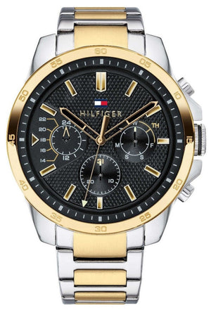 Tommy Hilfiger Decker Chronograph Black Dial Two Tone Steel Strap Watch for Men - 1791559 Buy Now By Tommy Hilfiger