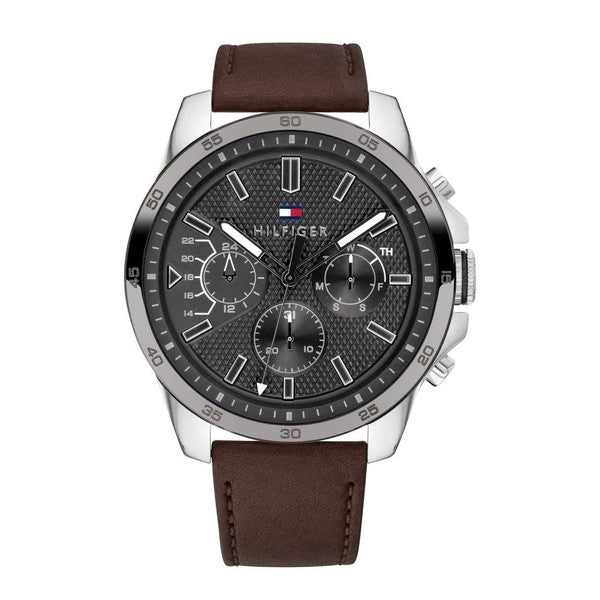 Tommy Hilfiger Decker Grey Dial Brown Leather Strap Watch for Men - 1791562 Buy Now By Tommy Hilfiger