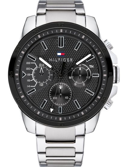 Tommy Hilfiger Iconic Quartz Black Dial Silver Steel Strap Watch for Men - 1791564 Buy Now By Tommy Hilfiger