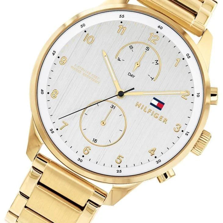 Tommy Hilfiger Chase Quartz White Dial Gold Steel Strap Watch for Men - 1791576 Buy Now By Tommy Hilfiger